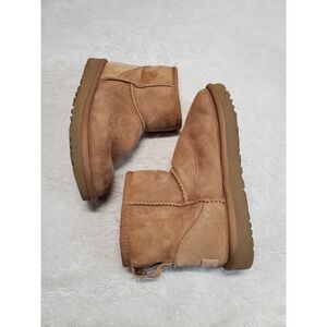 Ugg Tan Chestnut Sheepskin Classic Ultra Mini Fuzzy Casual Cozy Boot Bootie 6